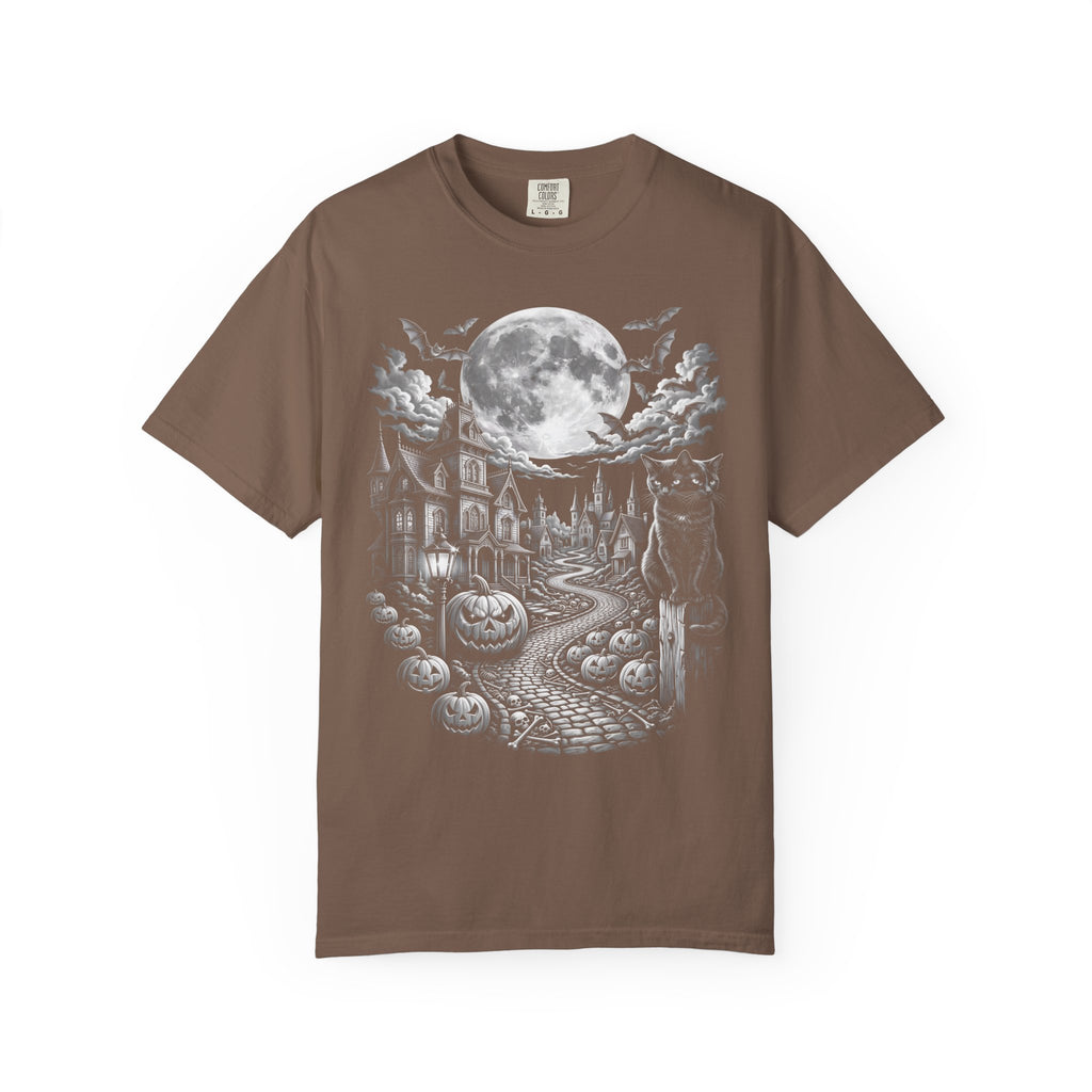 Halloween Haunted House Classic Tee | Spooky Black Cat Moon