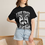Live Fast Eat Trash Raccoon T-Shirt - Vintage Funny Graphic Tee