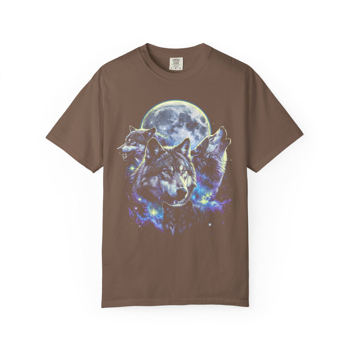 Wolf Pack Classic Tee | Galaxy Full Moon | Wildlife Nature