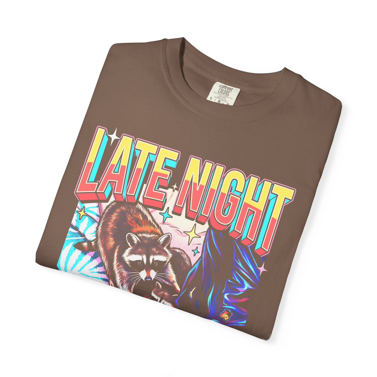 Late Night Visitor Raccoon Classic Tee | Retro Neon | Vintage