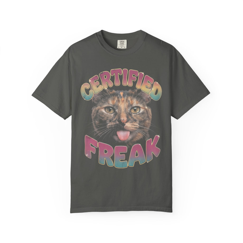 Certified Freak Cat Classic Tee | Funny Blep Mlem | Retro Art