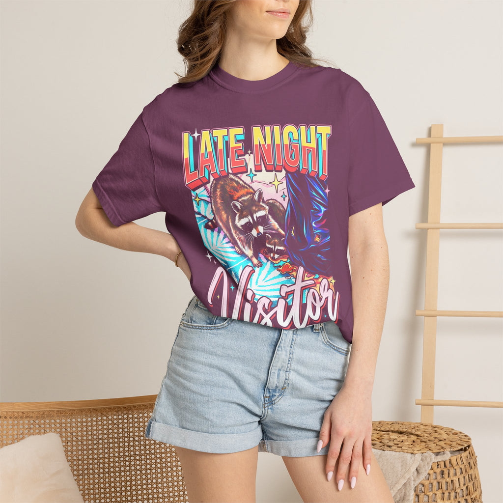 Late Night Visitor Raccoon Classic Tee | Retro Neon | Vintage
