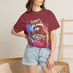 Neon DJ Raccoon Classic Tee | Synthwave Retro | Music Gift