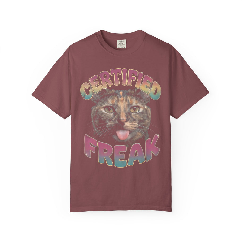 Certified Freak Cat Classic Tee | Funny Blep Mlem | Retro Art