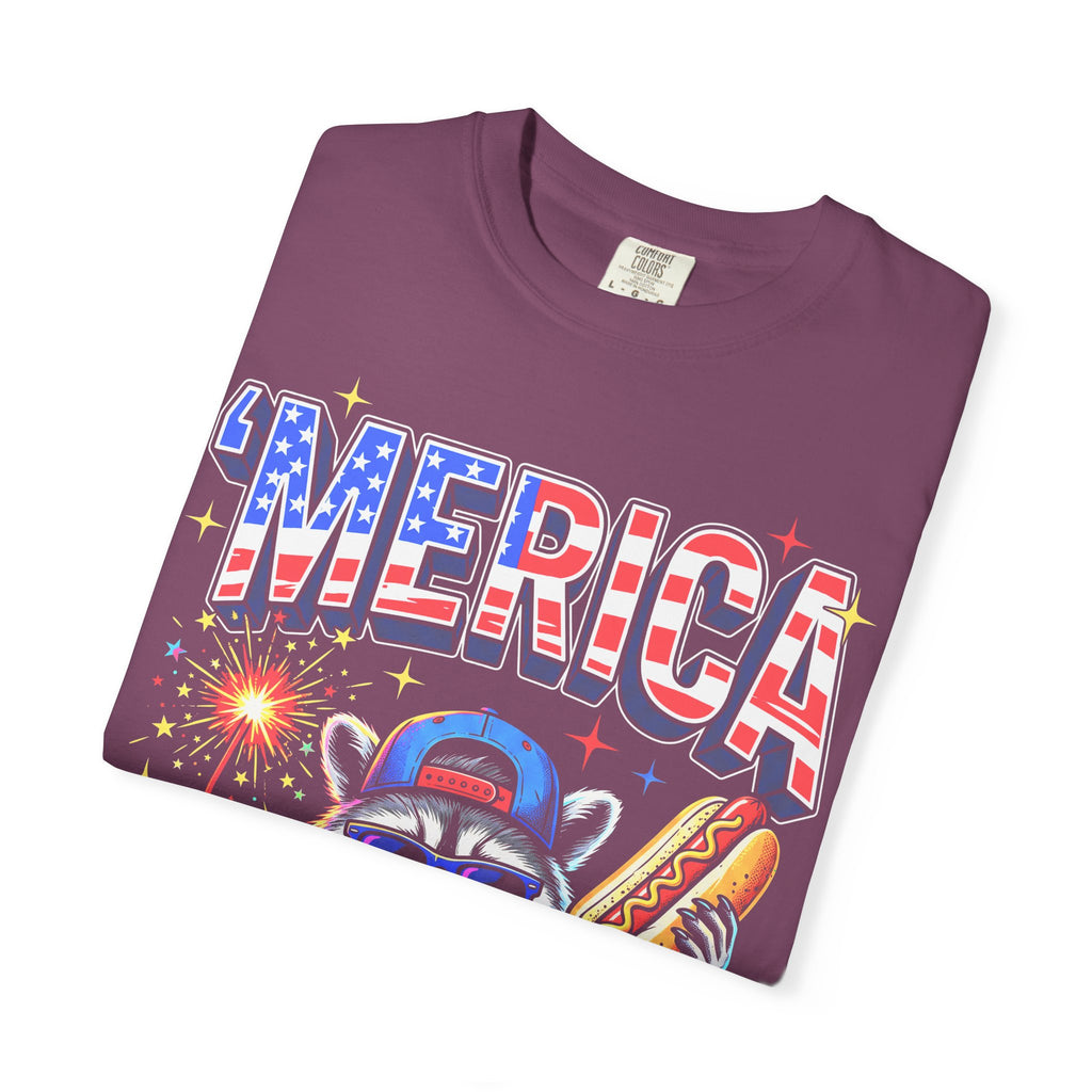 Merica Patriotic Raccoon Classic Tee | 4th Of July | USA Flag