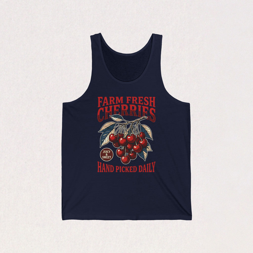 Farm Fresh Cherries Hand Picked Daily Tank Top | Vintage Cottagecore Graphic Top