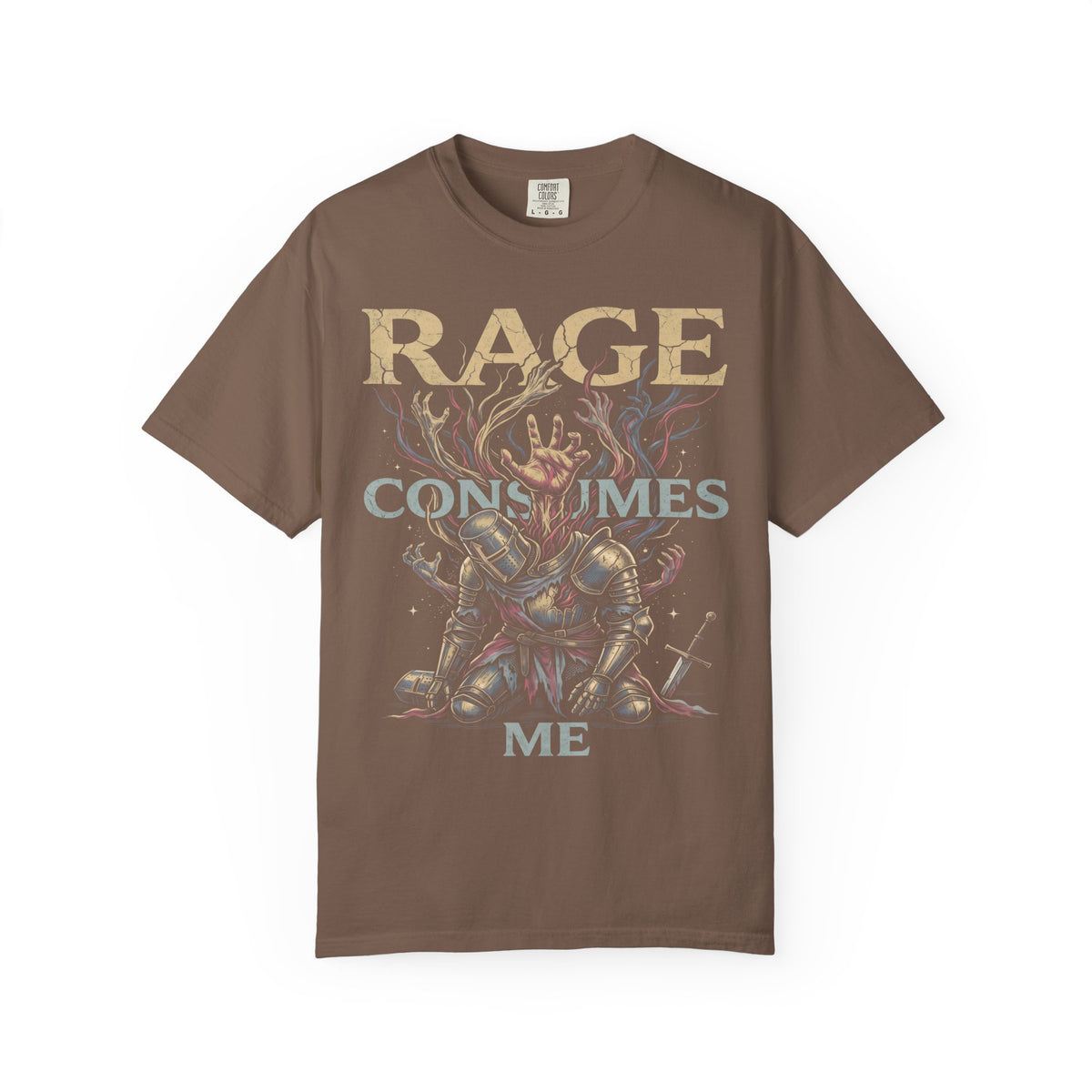 RAGE CONSUMES ME Classic Tee | Kneeling Knight | Dark Fantasy