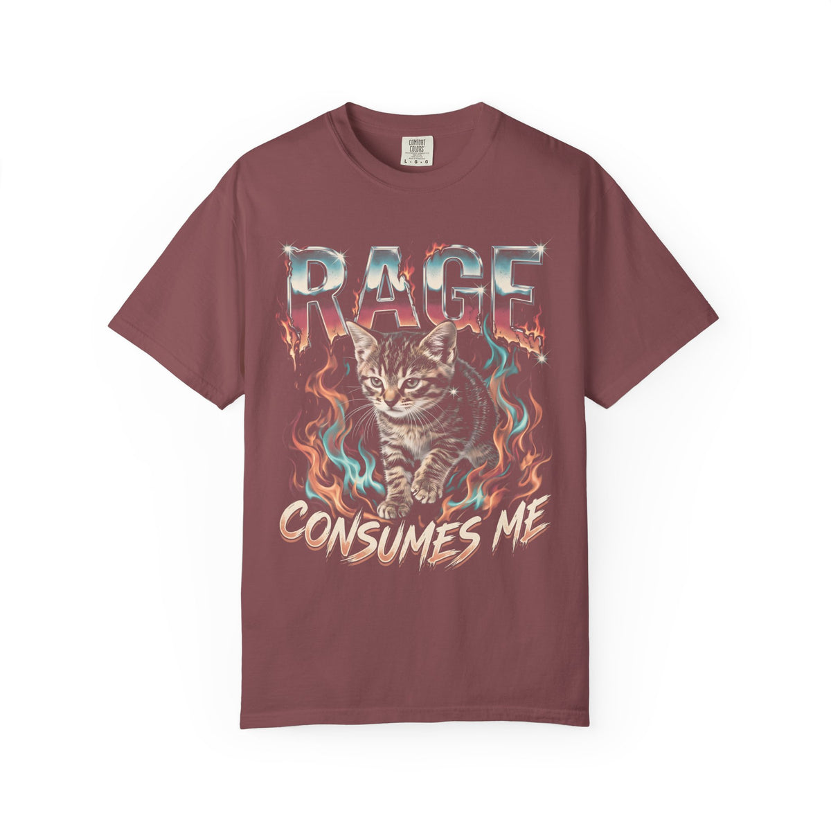 Rage Consumes Me Kitten Classic Tee | Fiery Cat | Retro Meme