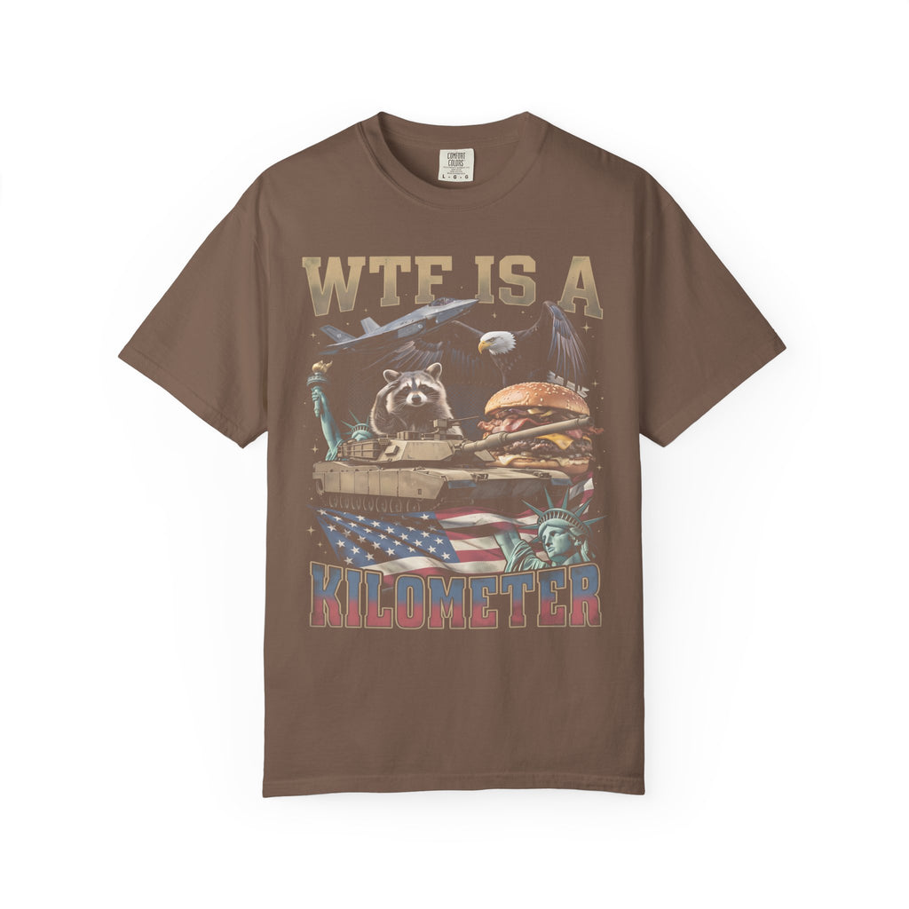 WTF Is A Kilometer Classic Tee | Patriotic Meme | USA Flag