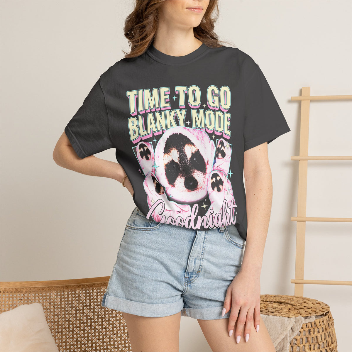 Time To Go Blanky Mode Classic Tee | Goodnight Funny Raccoon