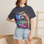 Neon DJ Raccoon Classic Tee | Synthwave Retro | Music Gift