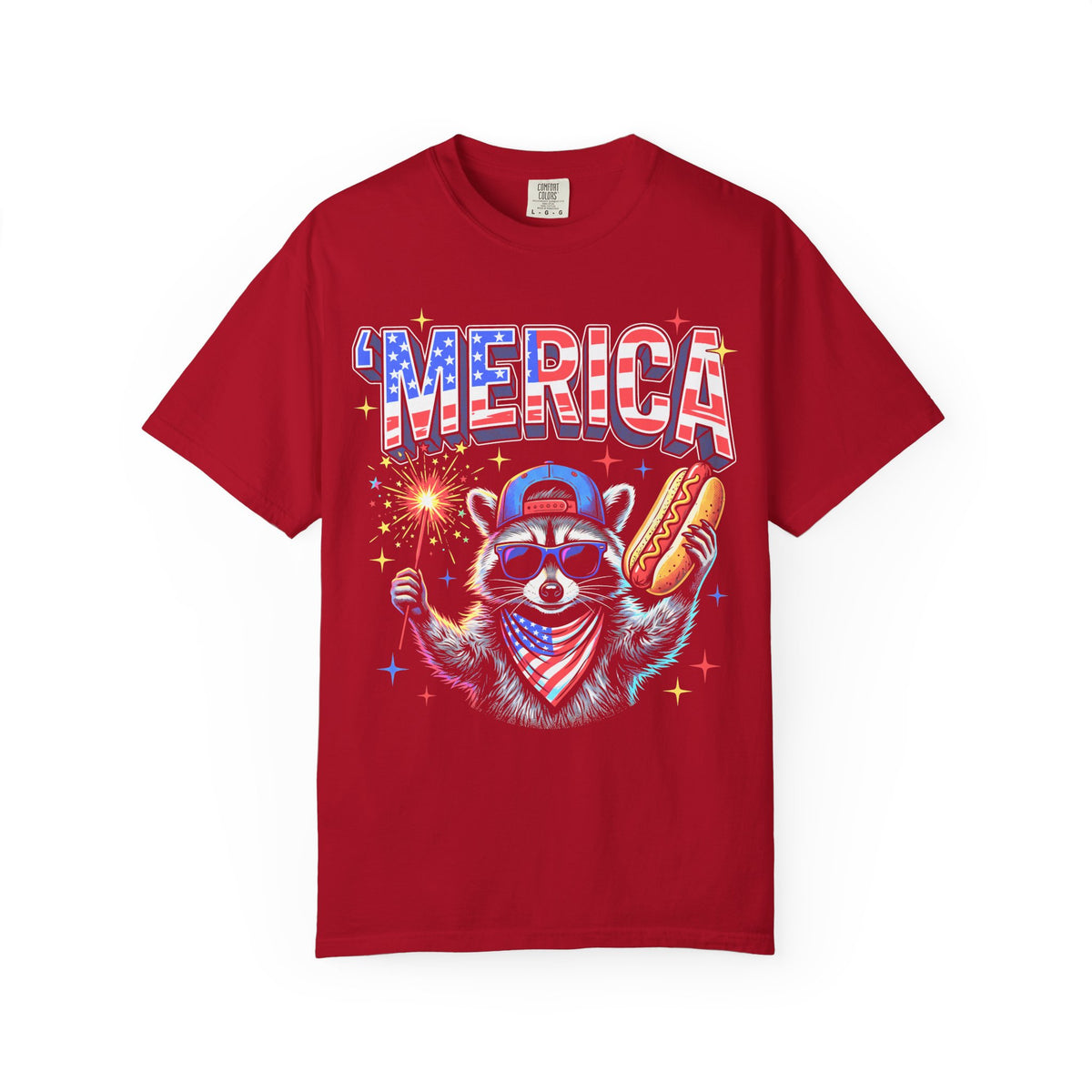 Merica Patriotic Raccoon Classic Tee | 4th Of July | USA Flag