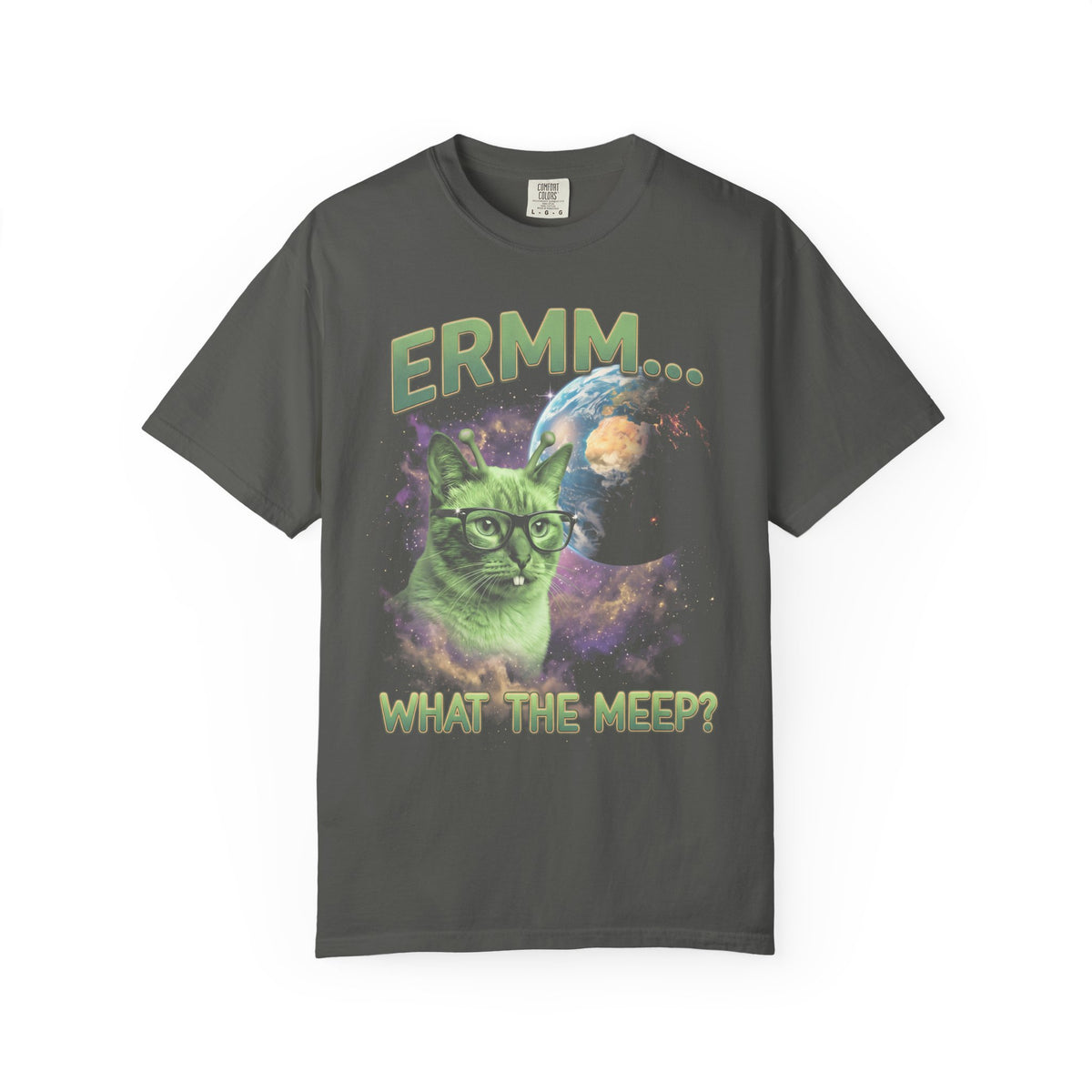 What The Meep Classic Tee | Green Alien Cat | Space Nebula