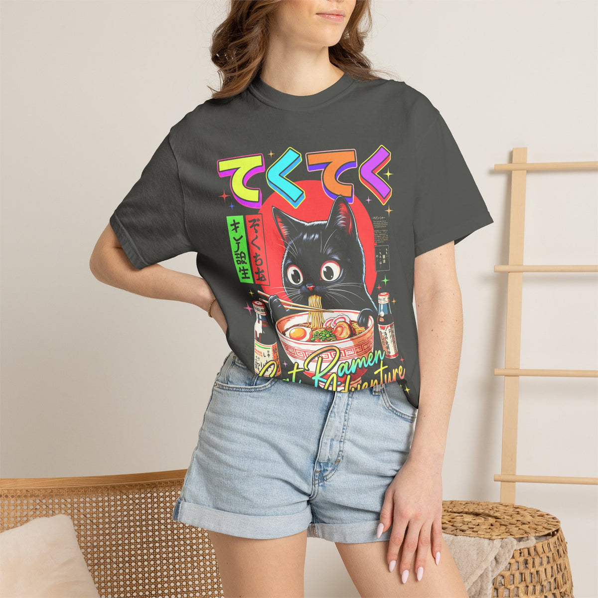 Cute Black Cat Ramen Classic Tee | Japanese Food | Retro Gift