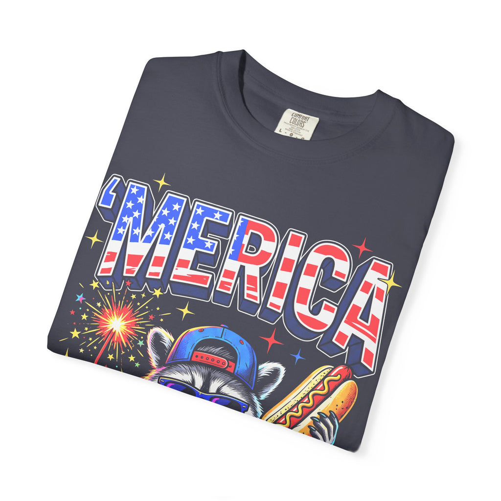 Merica Patriotic Raccoon Classic Tee | 4th Of July | USA Flag
