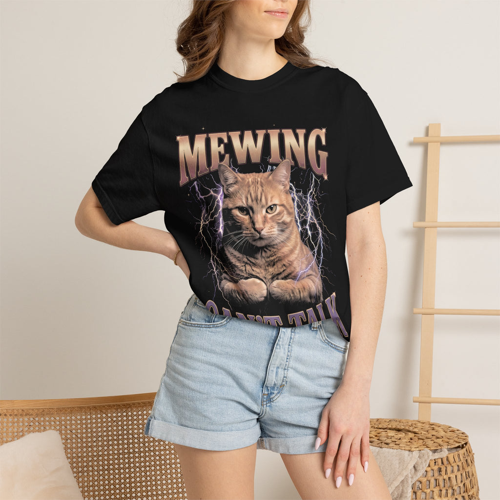Mewing Can't Talk Classic Tee | GigaChad Feline | Muscle Lightning