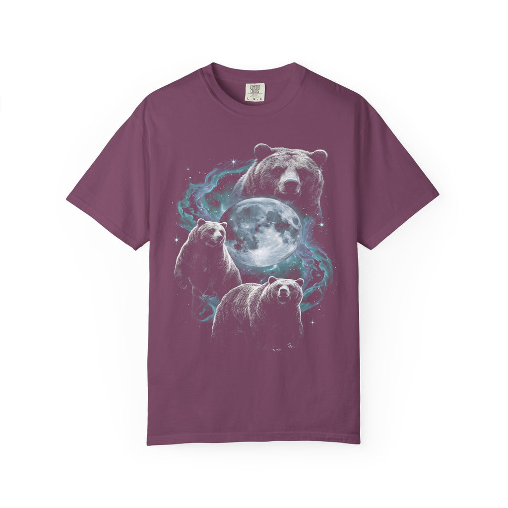 Three Grizzly Bears Classic Tee | Cosmic Full Moon Galaxy