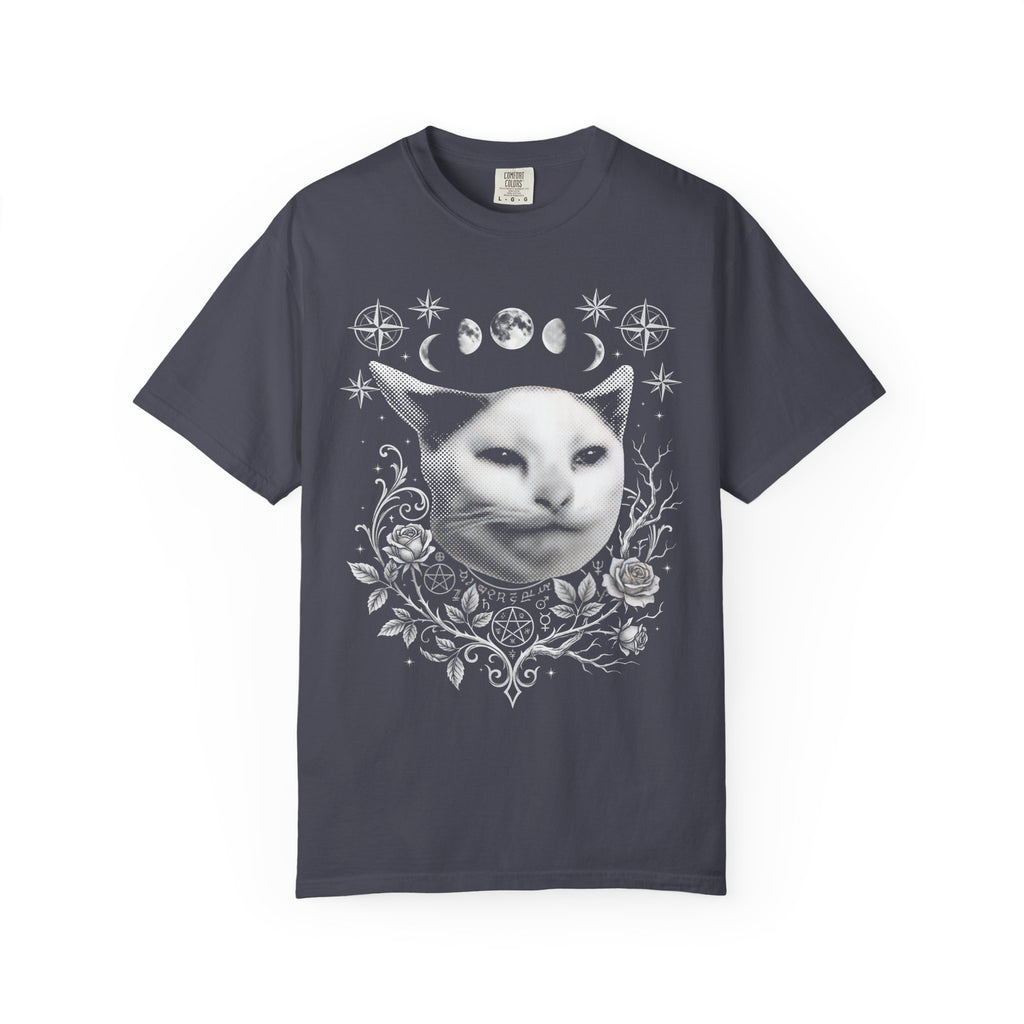 Split Face Cosmic Cat Classic Tee | Mystic Retro | Astro Art