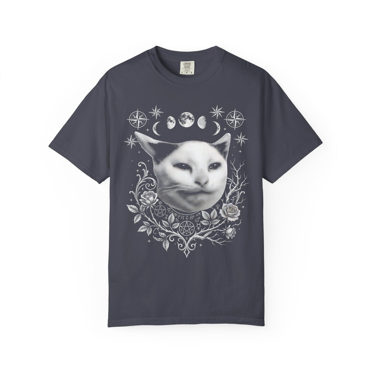Split Face Cosmic Cat Classic Tee | Mystic Retro | Astro Art