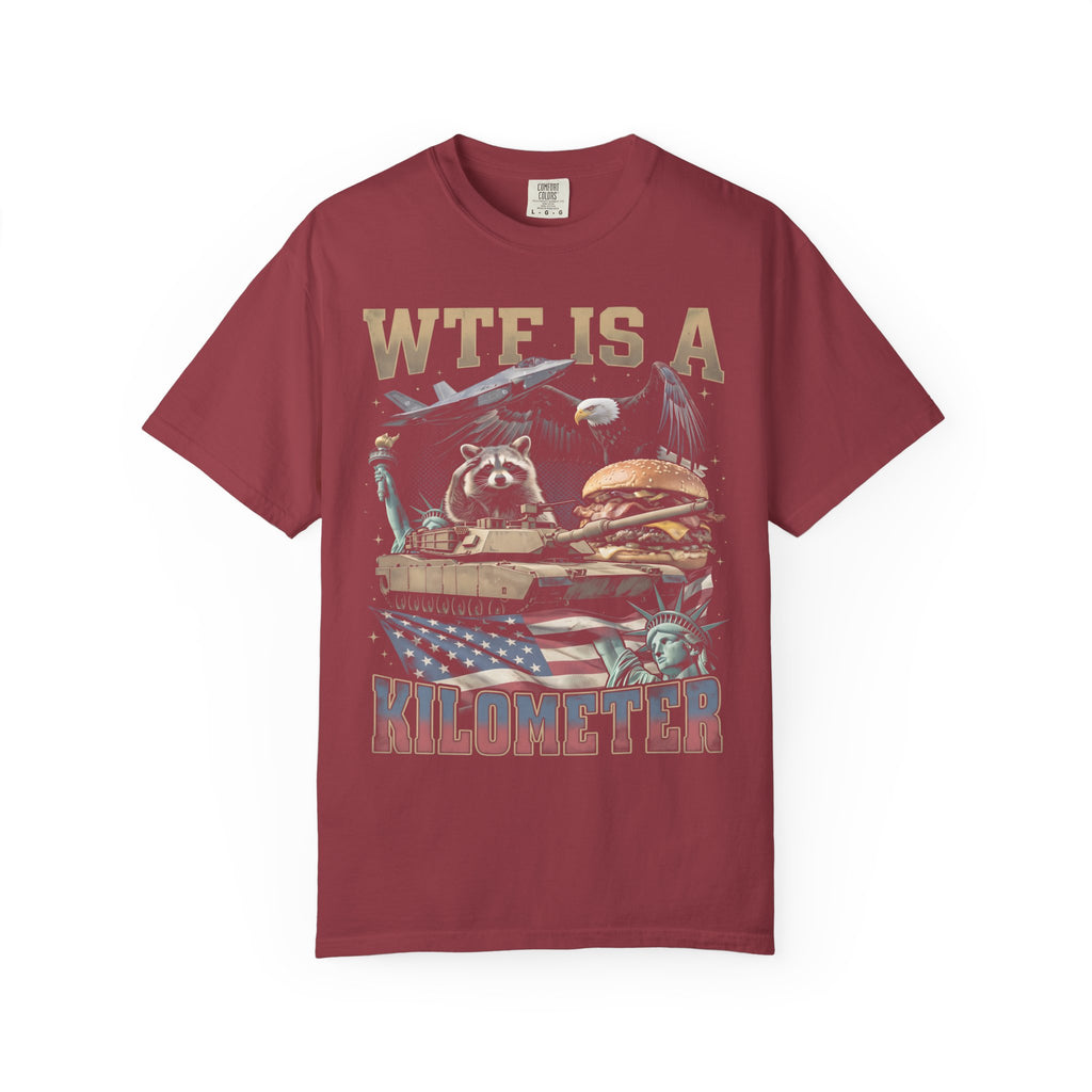 WTF Is A Kilometer Classic Tee | Patriotic Meme | USA Flag