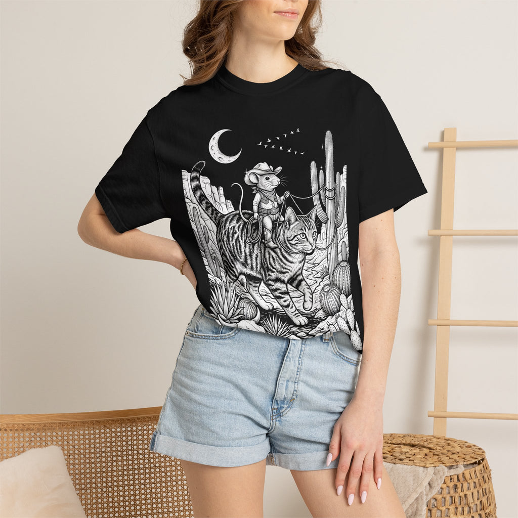 Cowboy Mouse Rodeo Classic Tee | Western Desert | Tabby Cat