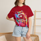 Neon DJ Raccoon Classic Tee | Synthwave Retro | Music Gift