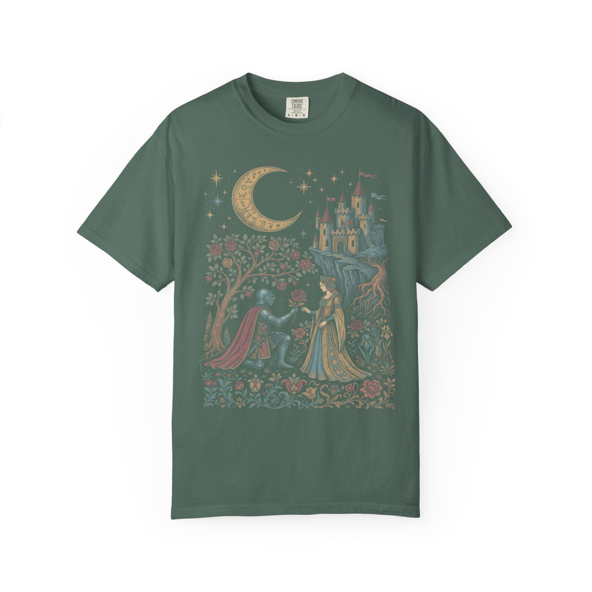 Medieval Knight And Lady Classic Tee | Vintage Romance | Castle Moon
