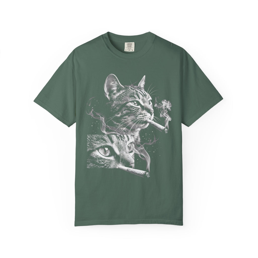 Cosmic Smoking Cat Classic Tee | Noir Space Art | Vintage Smoke