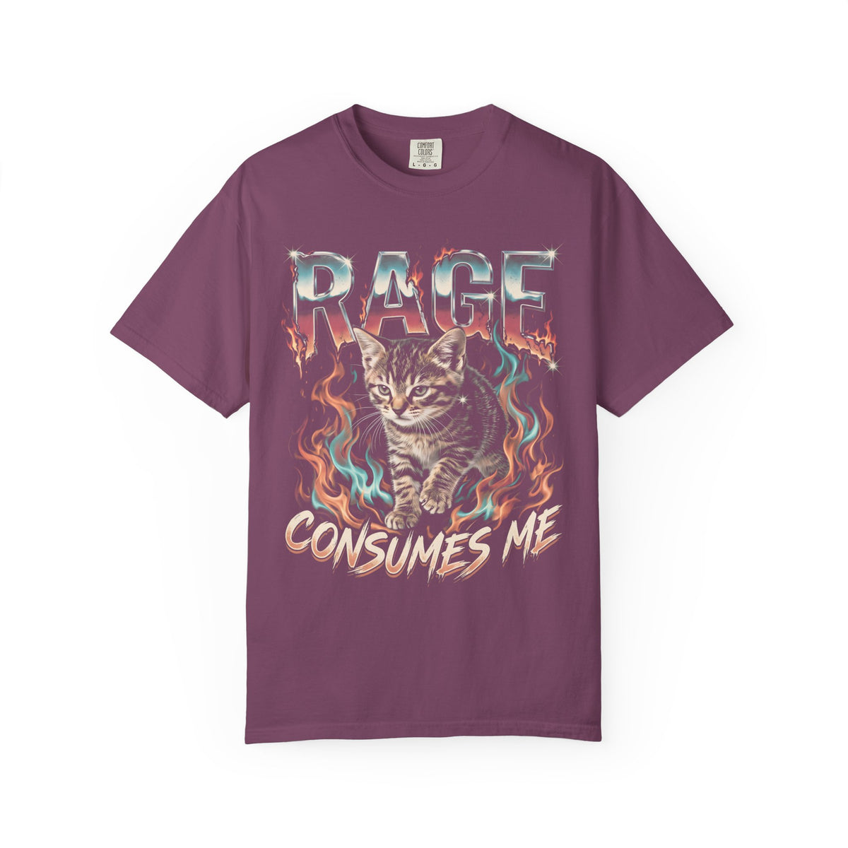Rage Consumes Me Kitten Classic Tee | Fiery Cat | Retro Meme