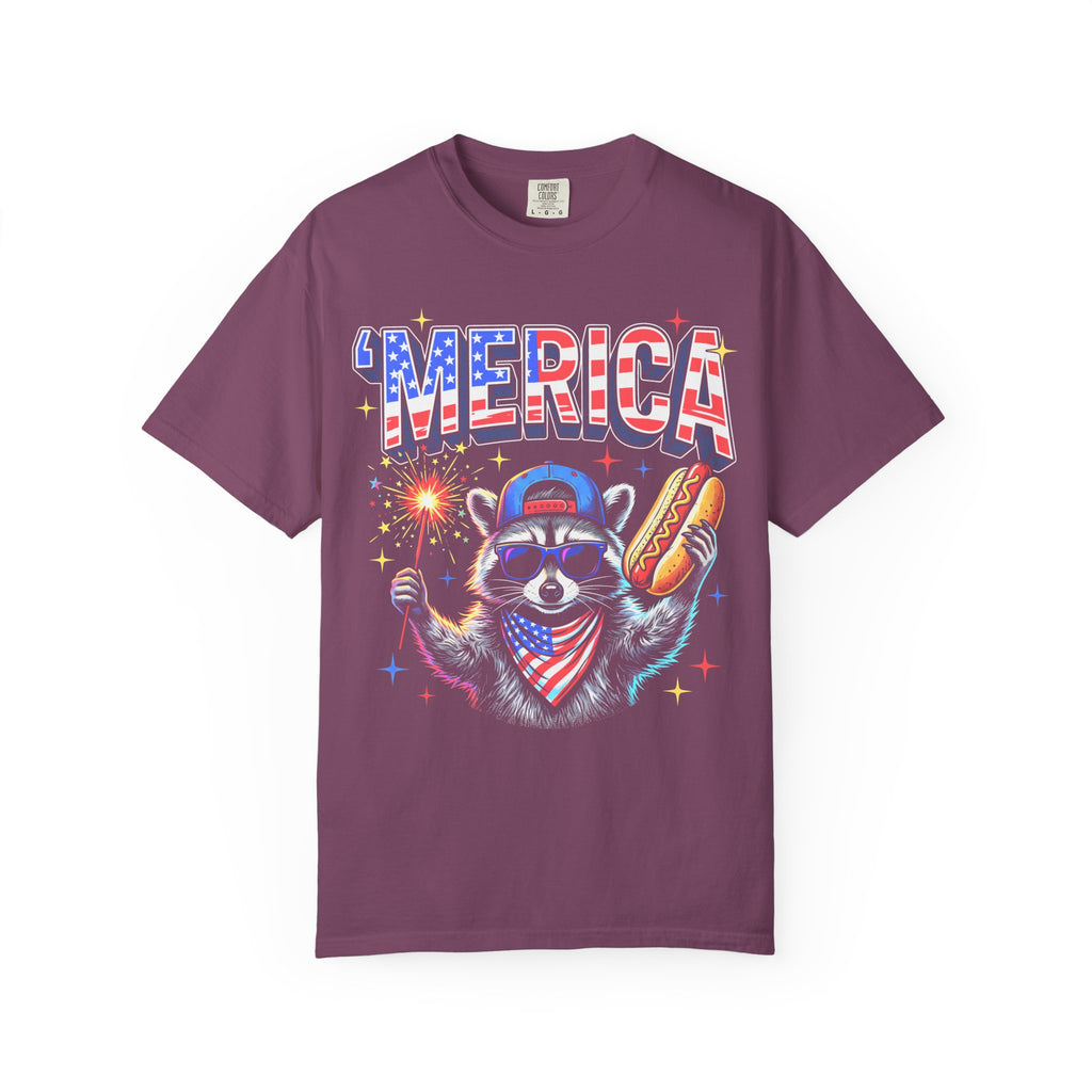 Merica Patriotic Raccoon Classic Tee | 4th Of July | USA Flag