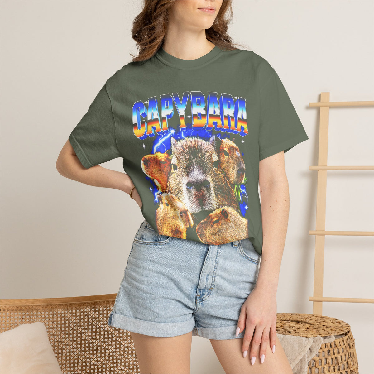 Capybara Lightning Classic Tee | 90s Retro | Animal Gift