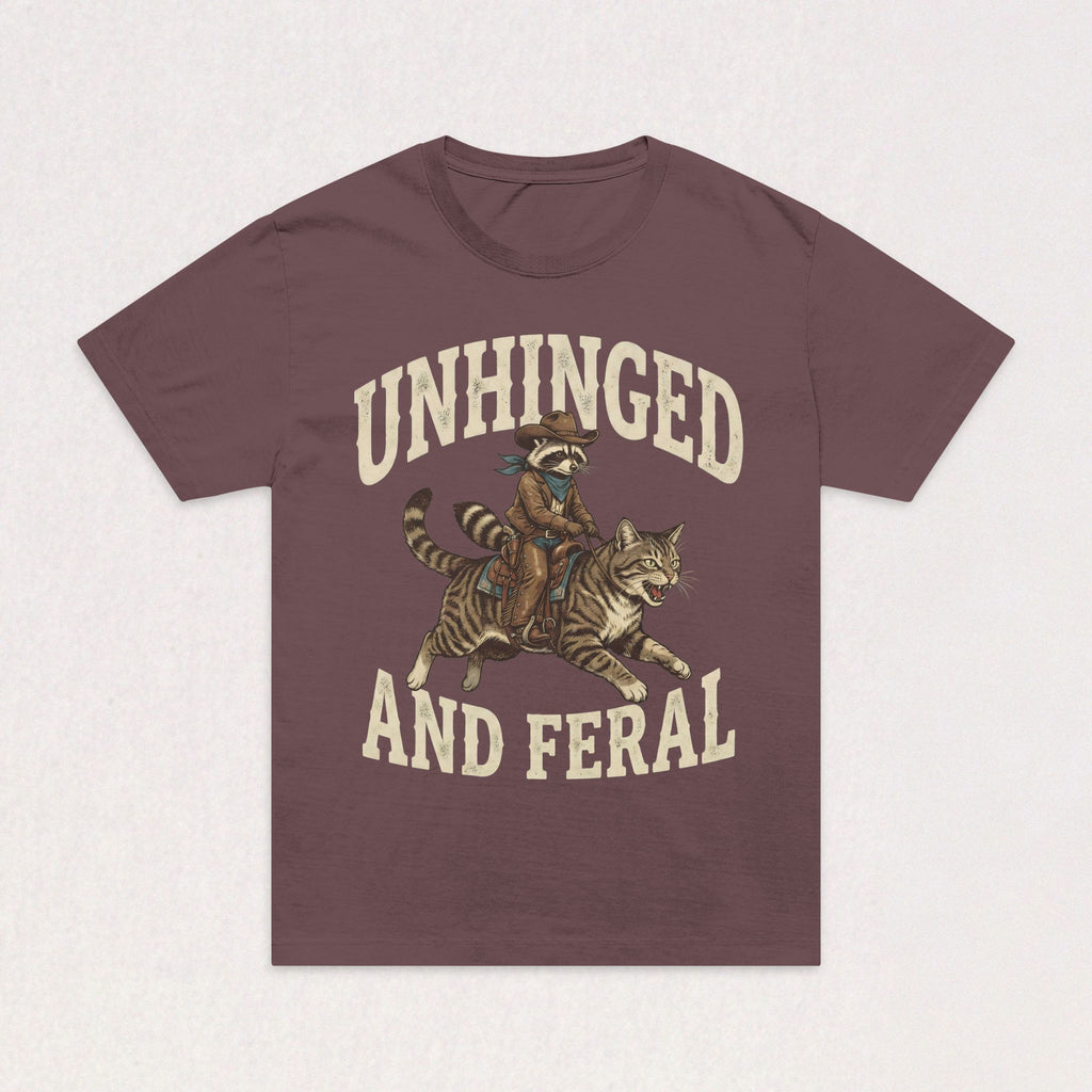 Unhinged and Feral T-Shirt — Vintage Raccoon Riding Tiger Graphic Oversized Tee