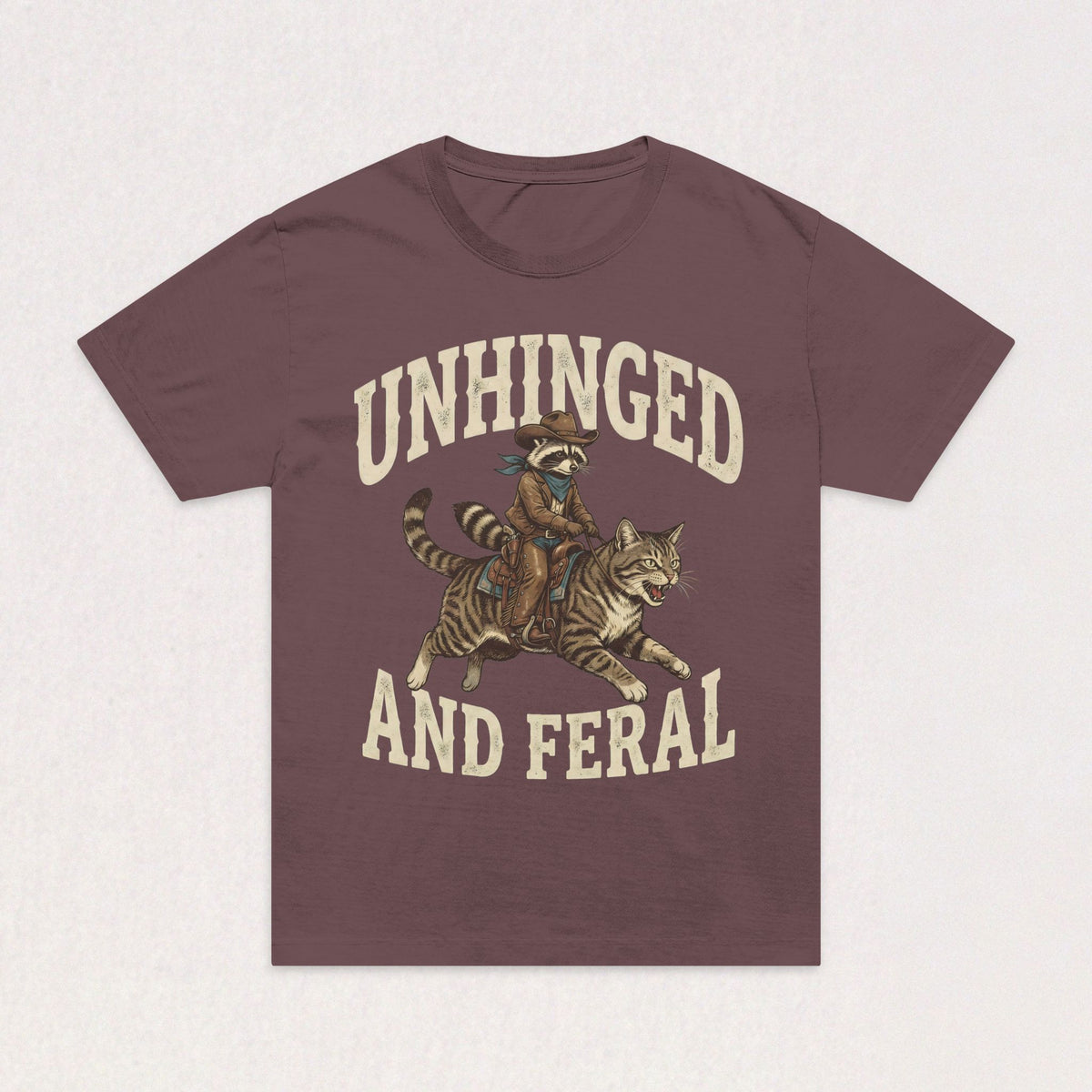 Unhinged and Feral T-Shirt — Vintage Raccoon Riding Tiger Graphic Oversized Tee