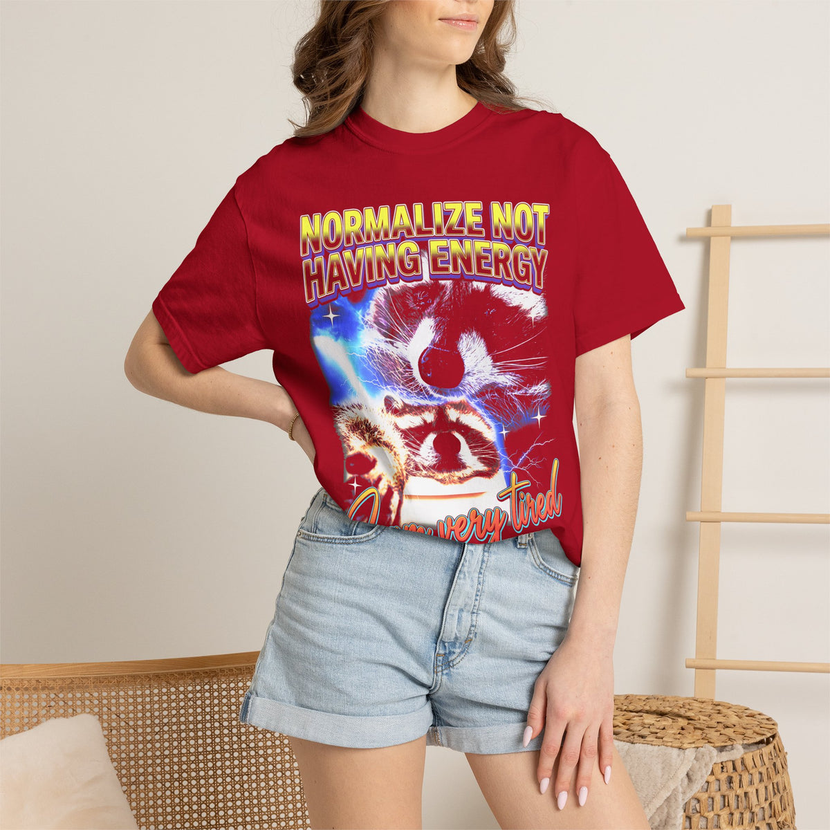 Normalize Not Having Energy Classic Tee | Tired Raccoon Meme