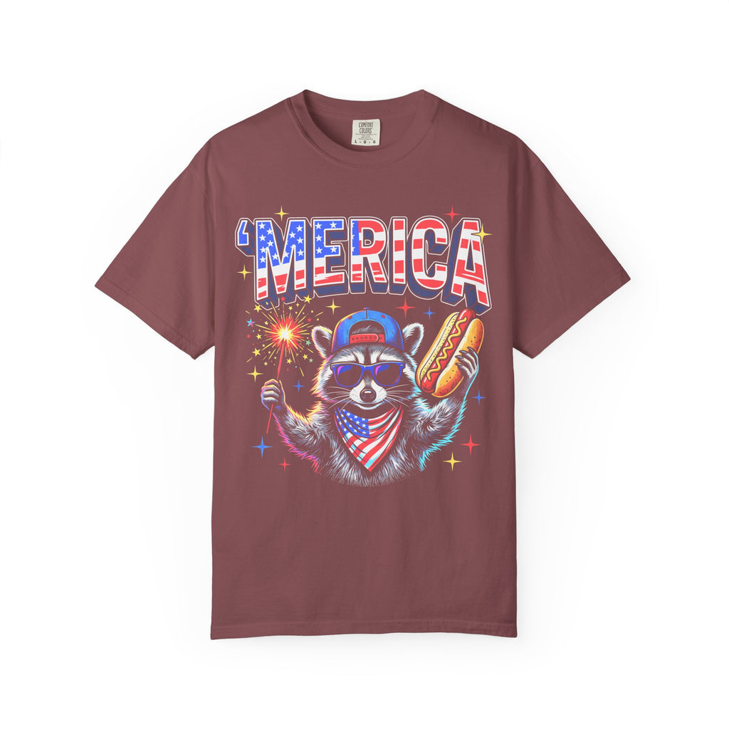 Merica Patriotic Raccoon Classic Tee | 4th Of July | USA Flag