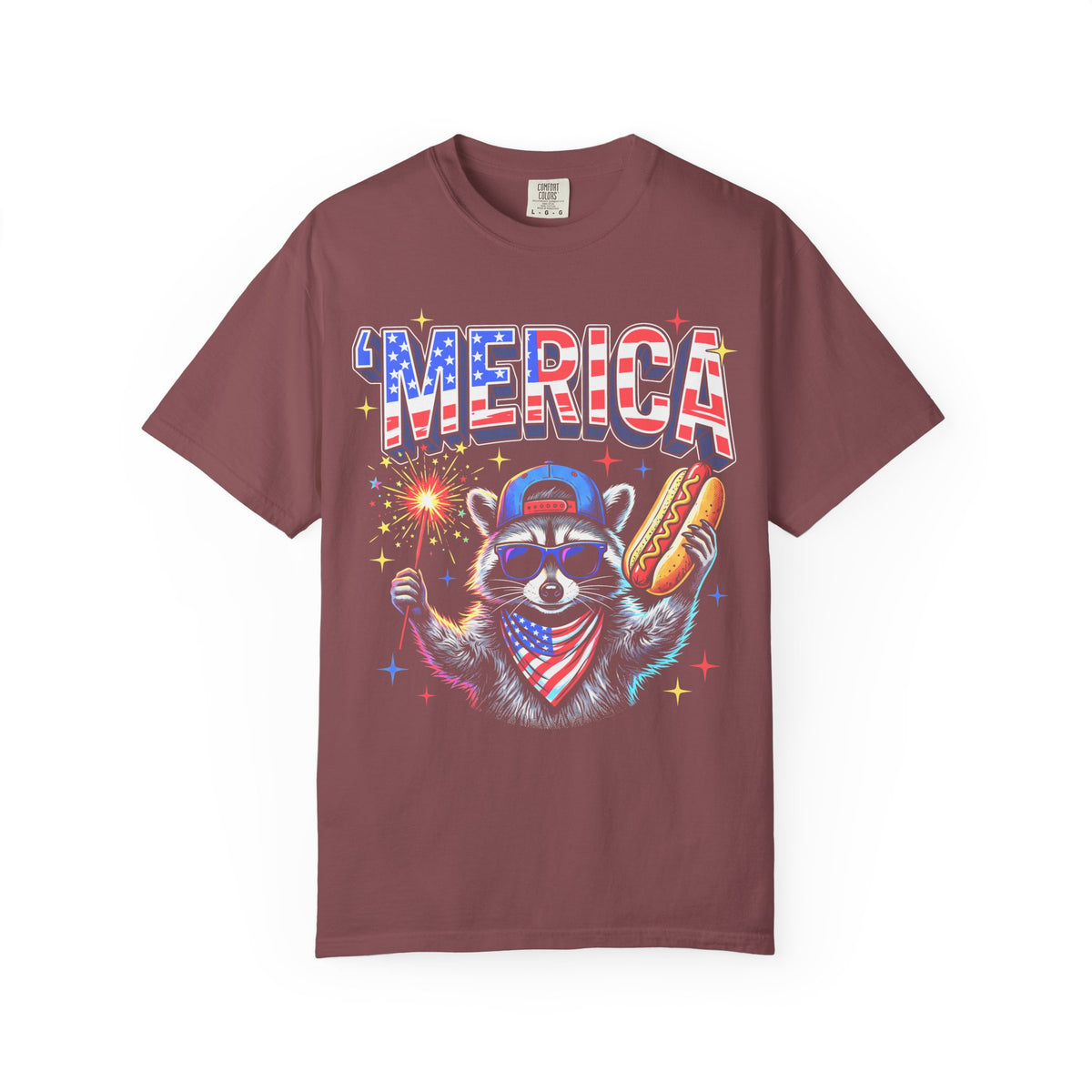 Merica Patriotic Raccoon Classic Tee | 4th Of July | USA Flag