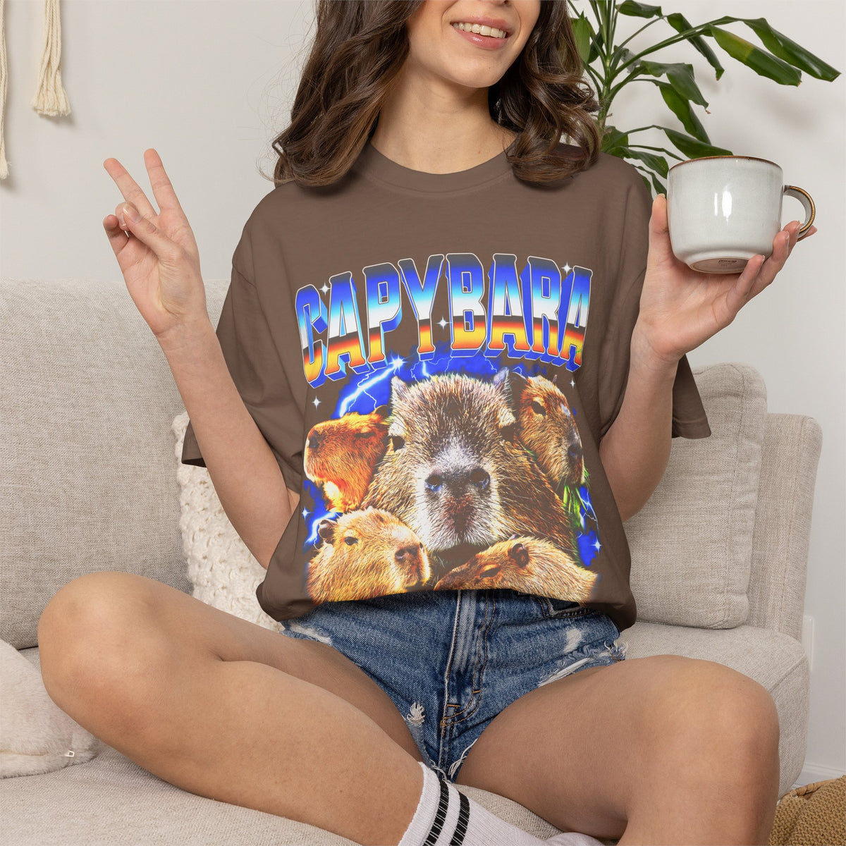 Capybara Lightning Classic Tee | 90s Retro | Animal Gift