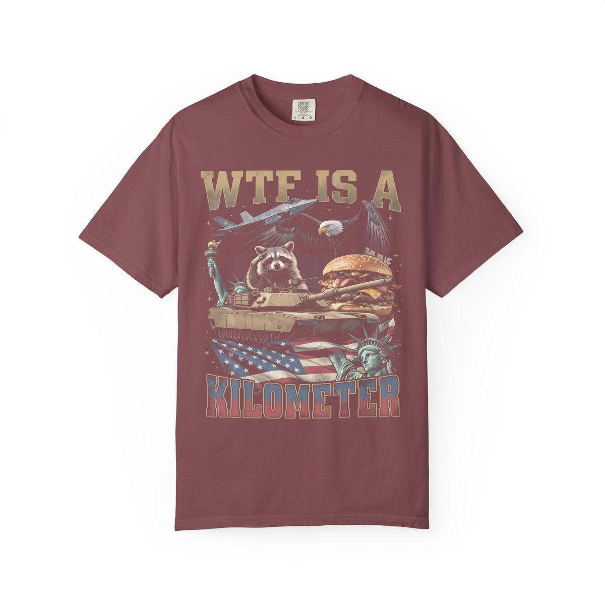 WTF Is A Kilometer Classic Tee | Patriotic Meme | USA Flag