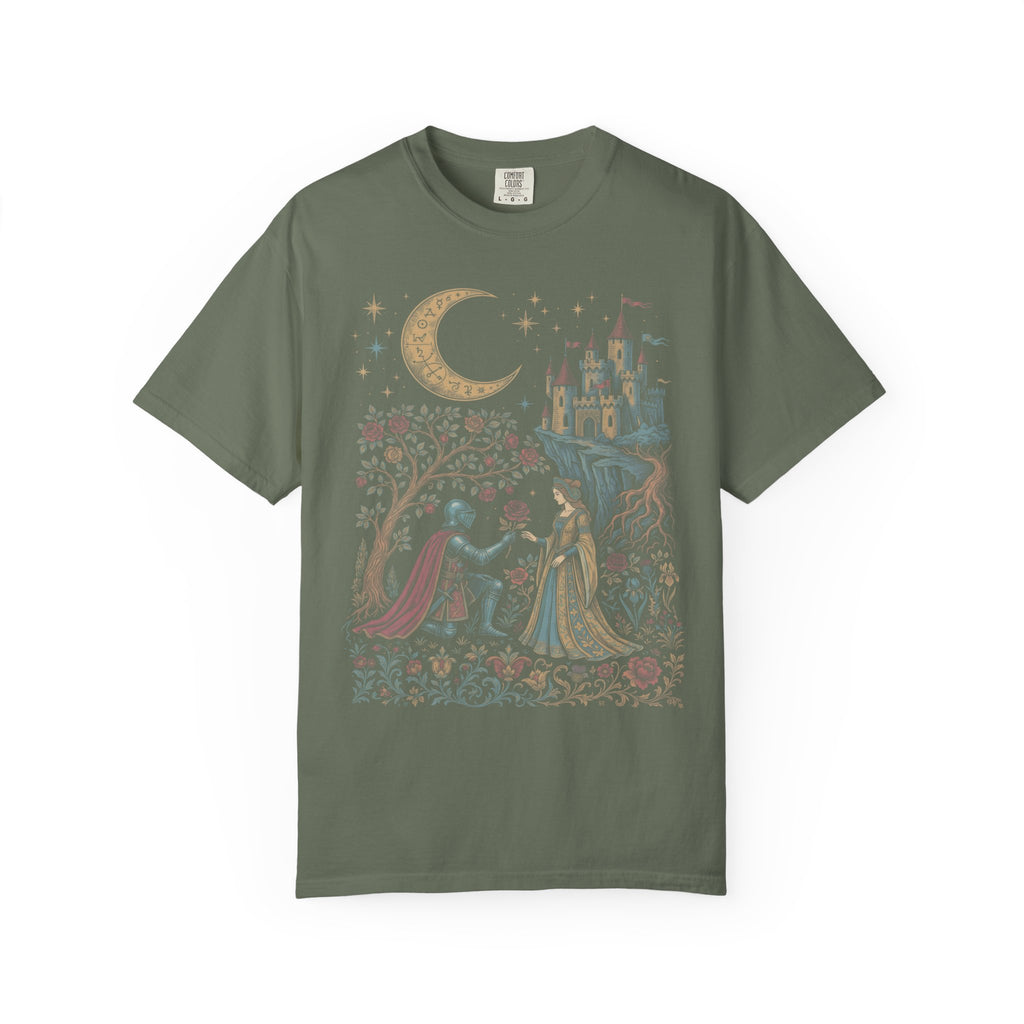 Medieval Knight And Lady Classic Tee | Vintage Romance | Castle Moon