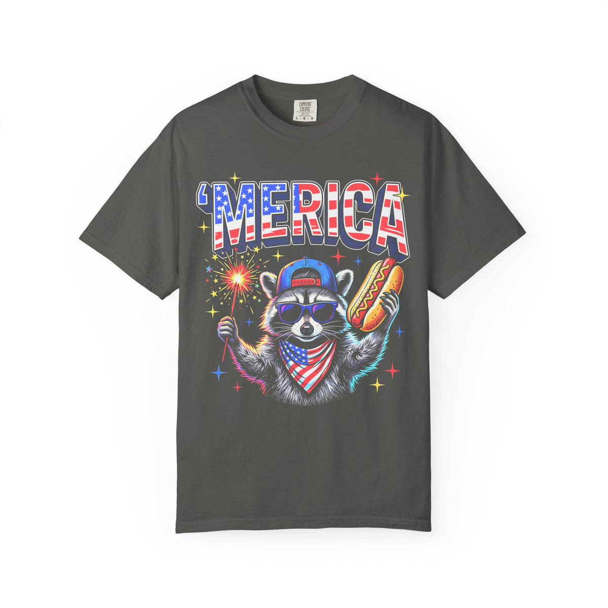 Merica Patriotic Raccoon Classic Tee | 4th Of July | USA Flag