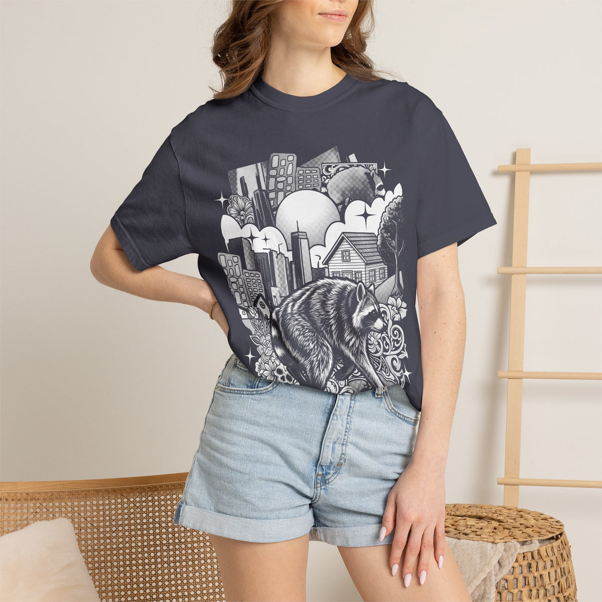 Raccoon City Skull Classic Tee | 90s Retro | Gaming Gift