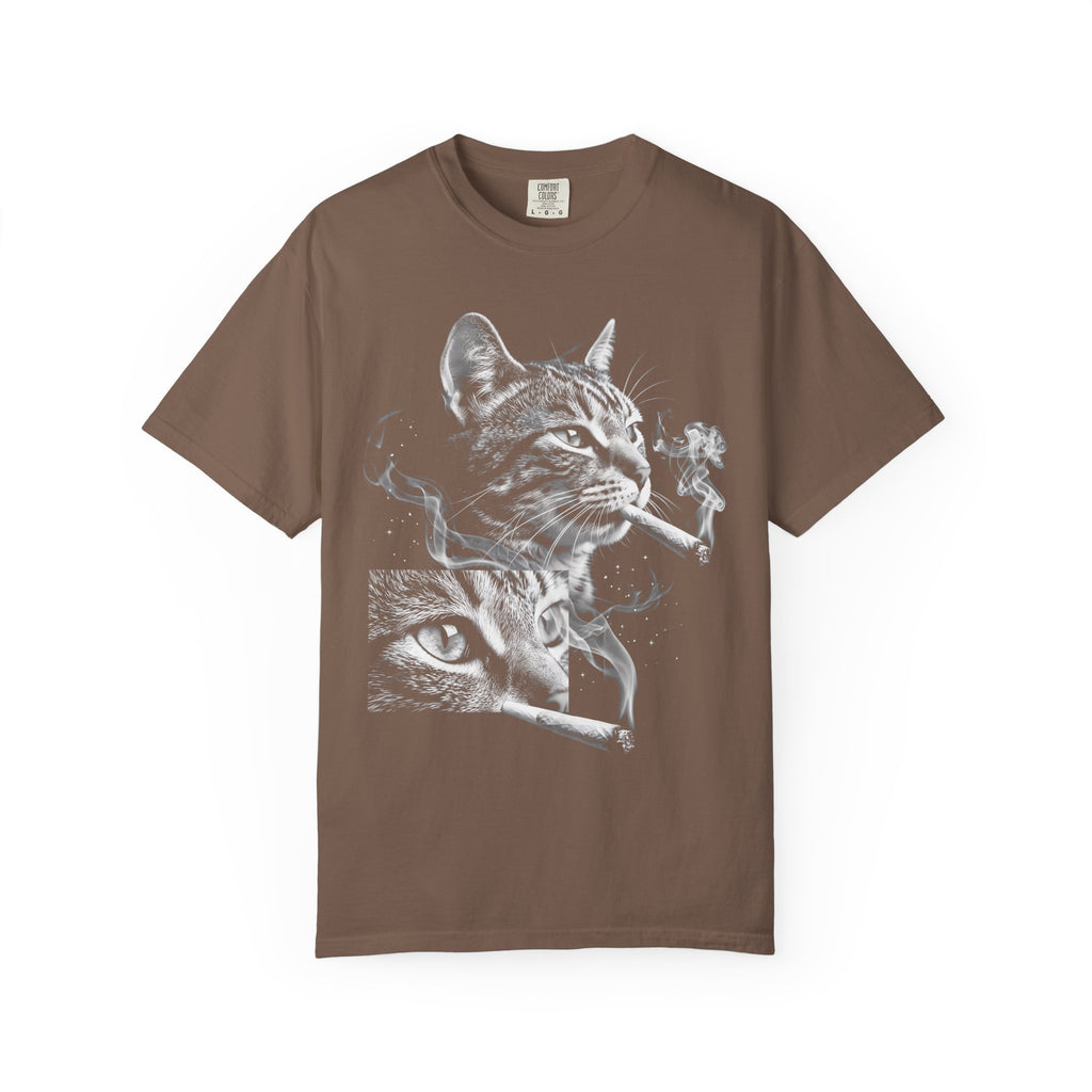 Cosmic Smoking Cat Classic Tee | Noir Space Art | Vintage Smoke