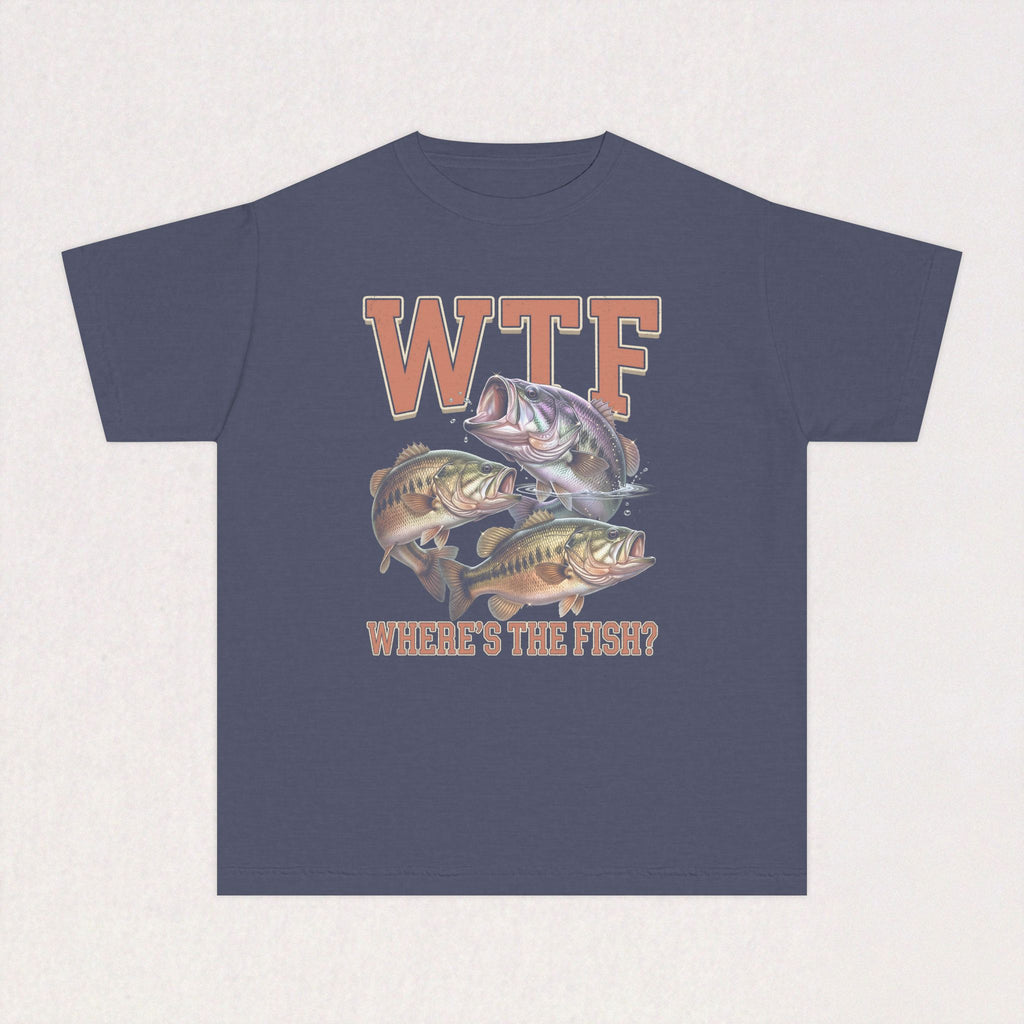 WTF (Where's The Fish?) Youth Fishing Kids Tee
