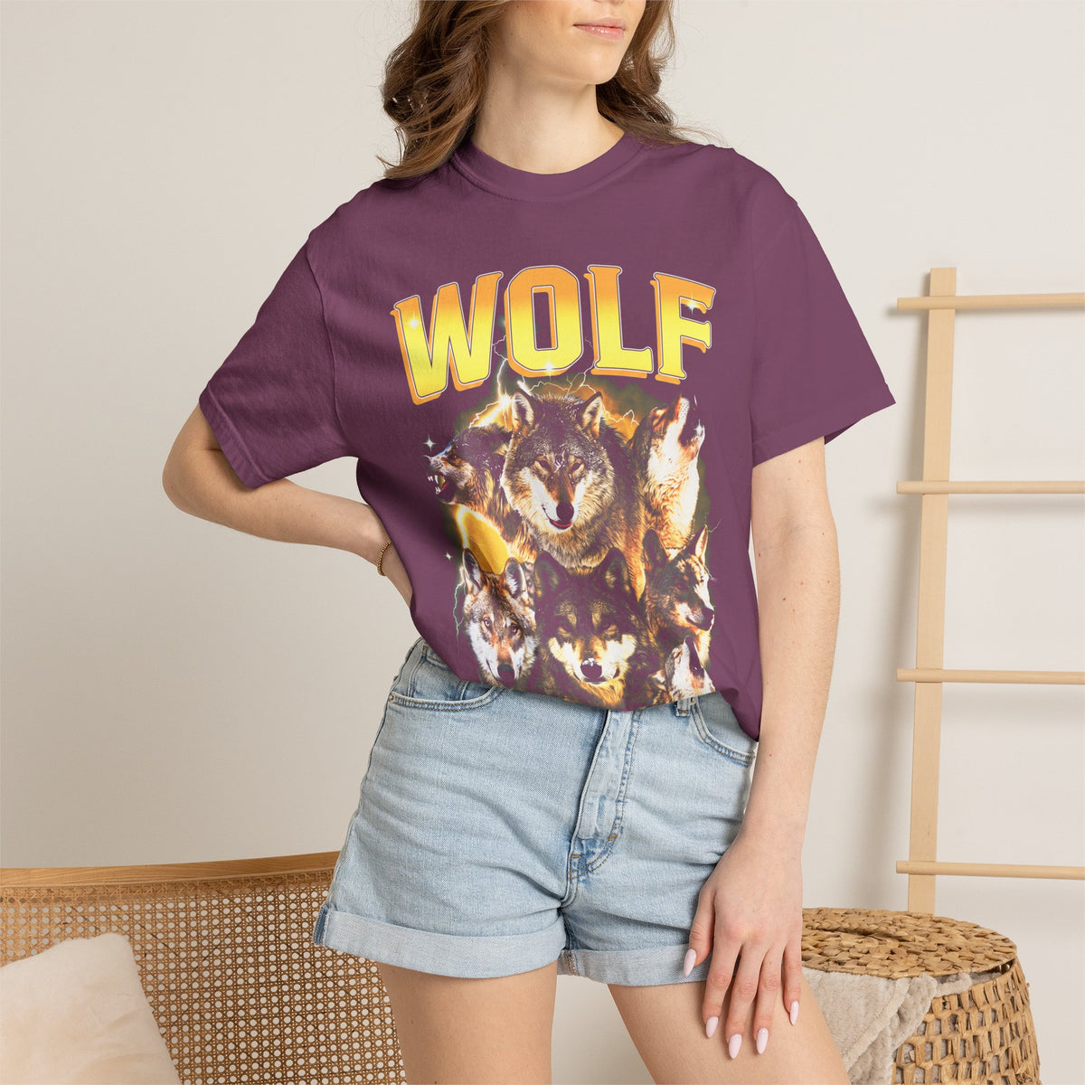 Wolf Lightning Classic Tee | Vintage 90s | Animal Lover Gift