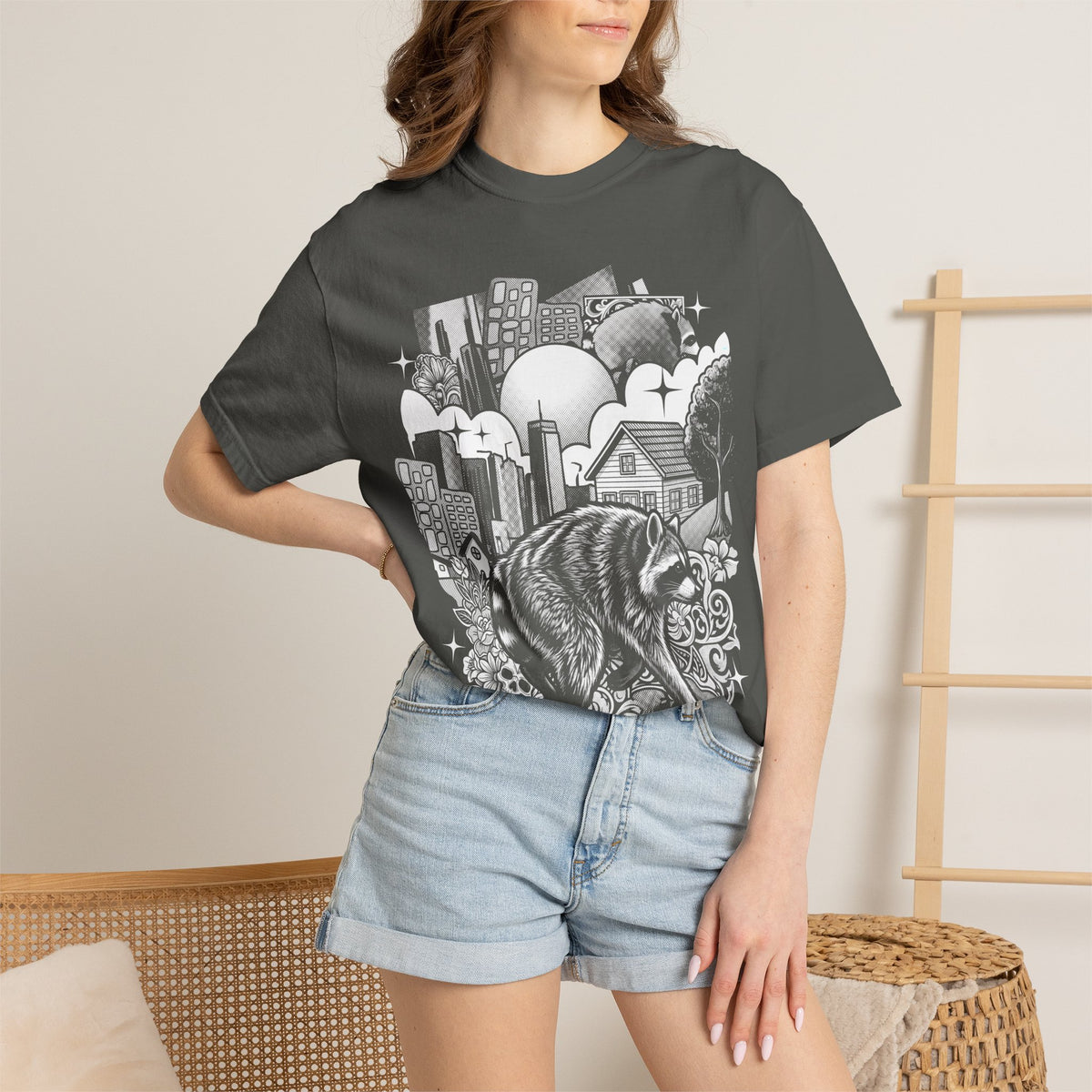 Raccoon City Skull Classic Tee | 90s Retro | Gaming Gift