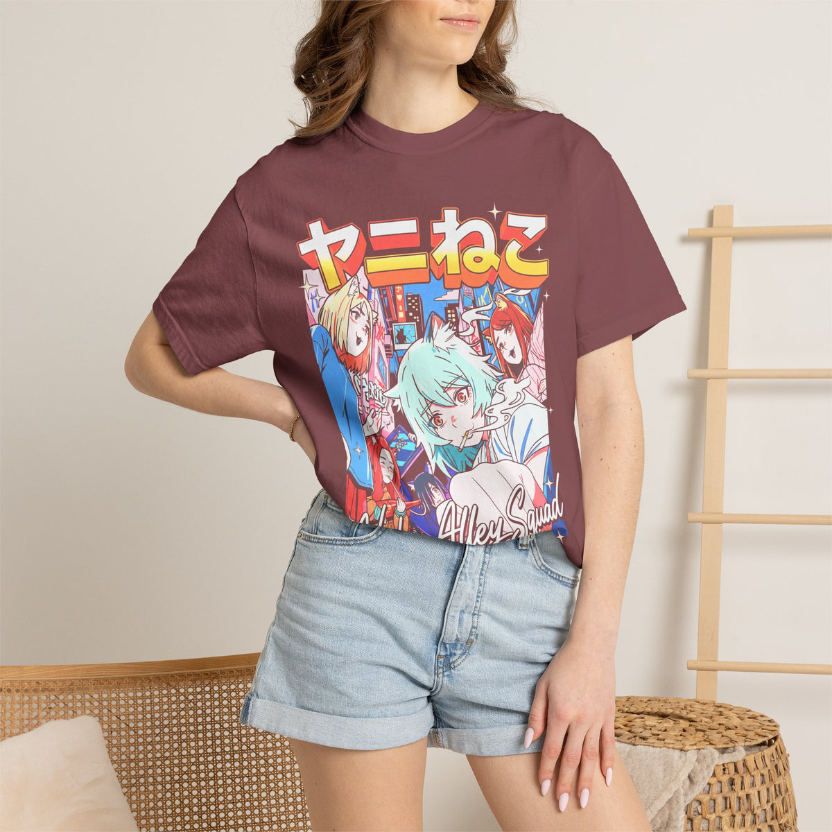 Neko Alley Squad Classic Tee | Anime Cat Girl | Retro Graphic