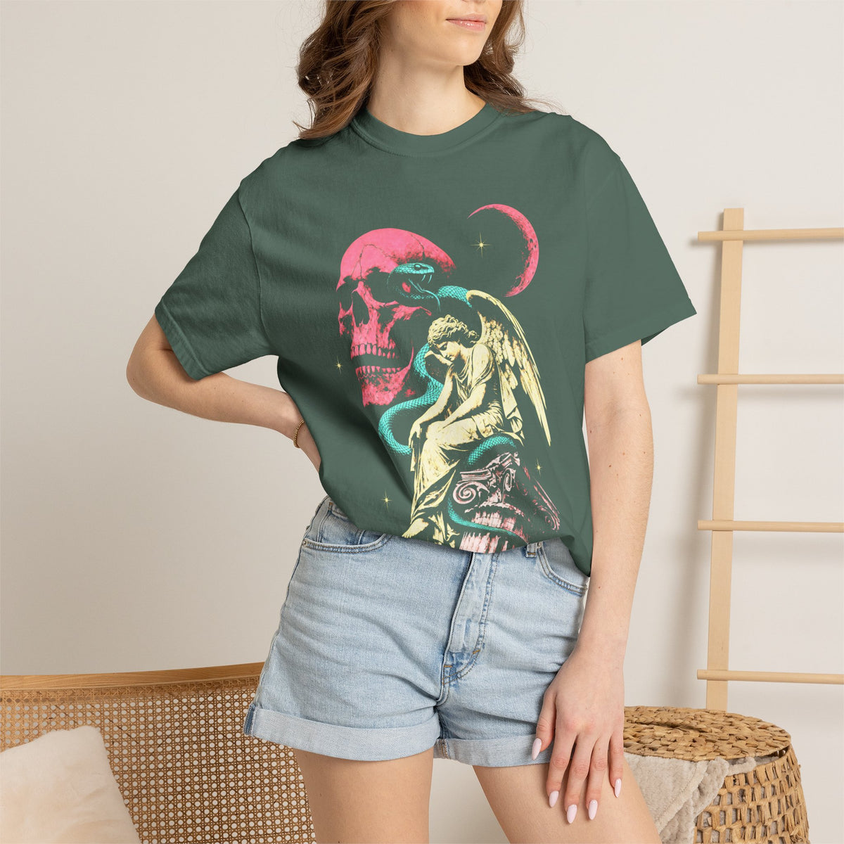 Skull Snake Angel Classic Tee | Retro Gothic | Vintage Gift