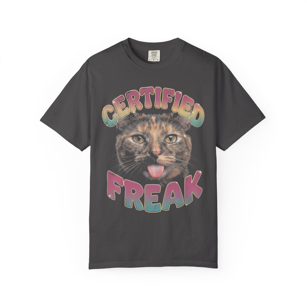Certified Freak Cat Classic Tee | Funny Blep Mlem | Retro Art
