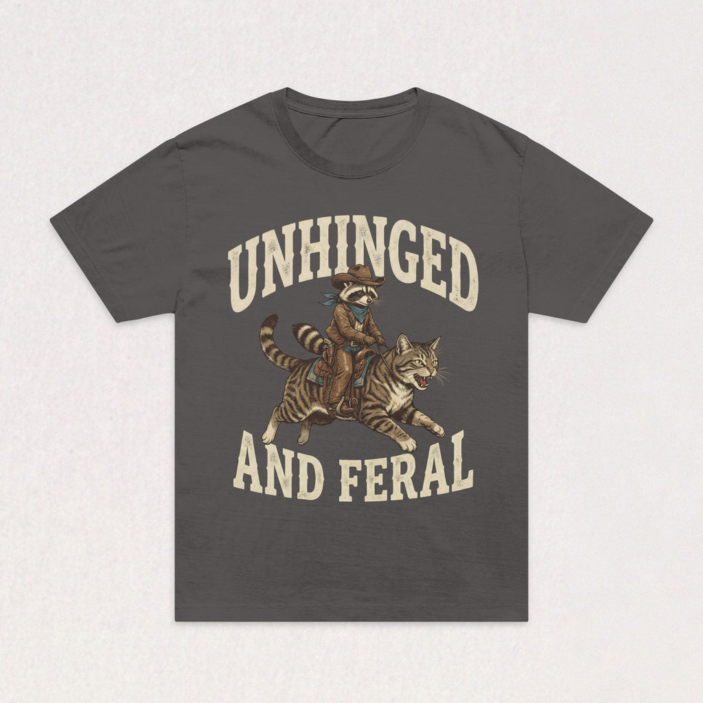 Unhinged and Feral Oversized T-Shirt | Vintage Raccoon Riding Tiger Graphic Tee