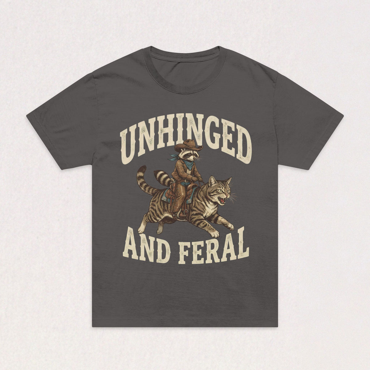 Unhinged and Feral Oversized T-Shirt | Vintage Raccoon Riding Tiger Graphic Tee